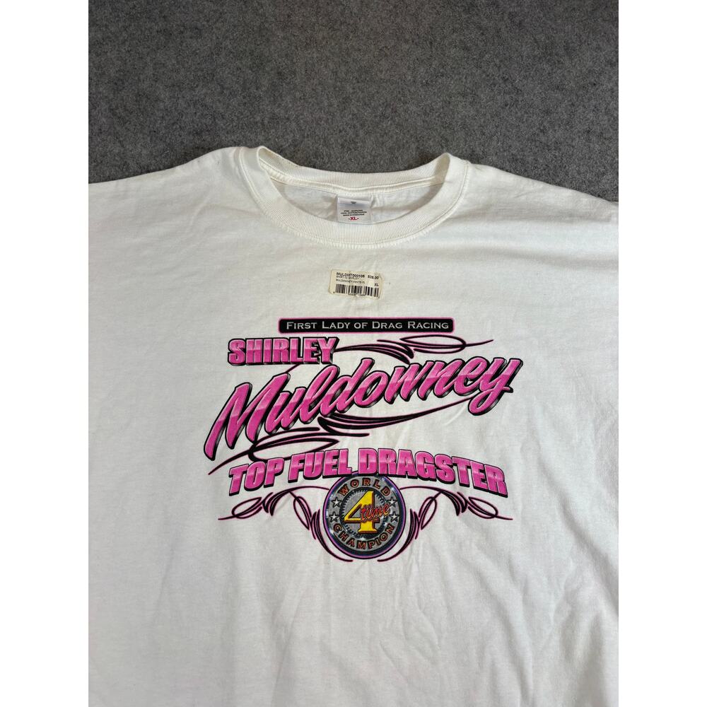 Shirley Muldowney Shirt Mens White NHRA Drag Racing Top Fuel Dragster Tee XL NWT - Picture 5 of 6